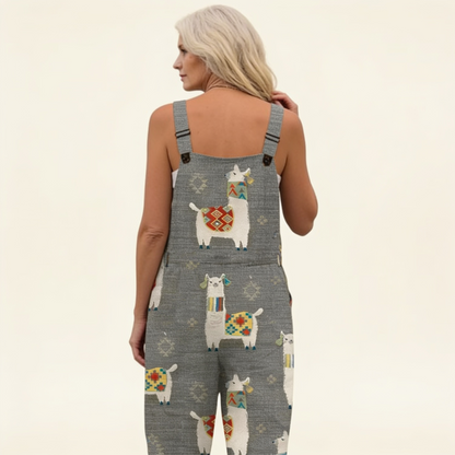 Ramona | Latzhose in Grau mit Lamas