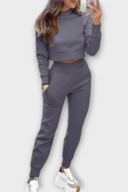 Steffi-Marie | Beiges Strickoberteil & Hose Set