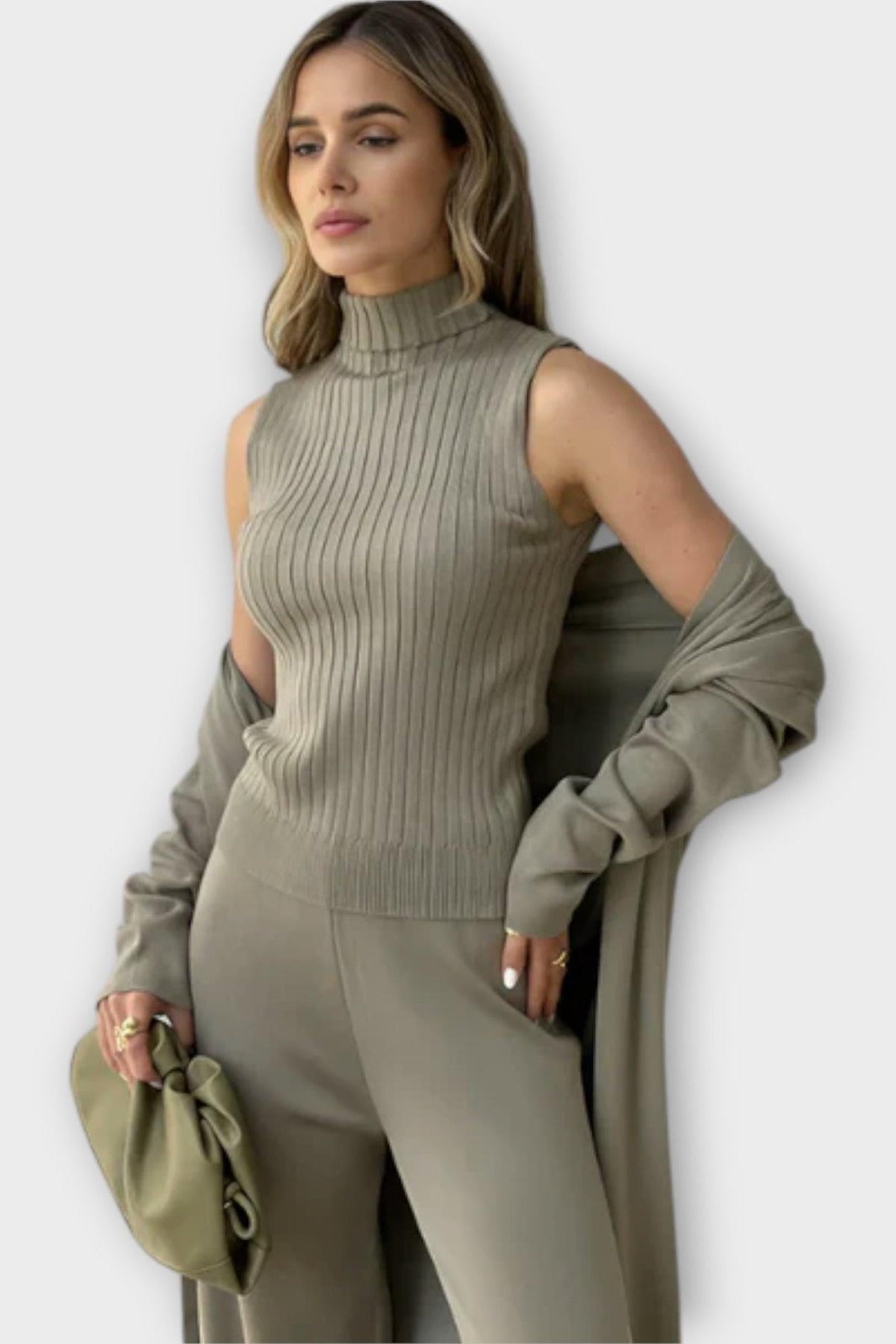 Steffi-Marie | Dreiteiliges Rippstrick-Set mit Hose