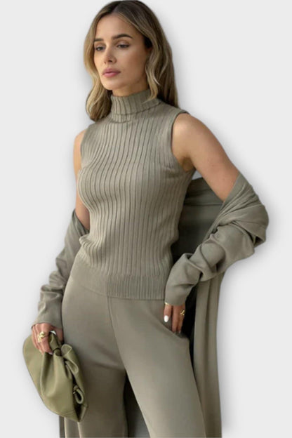 Steffi-Marie | Dreiteiliges Rippstrick-Set mit Hose