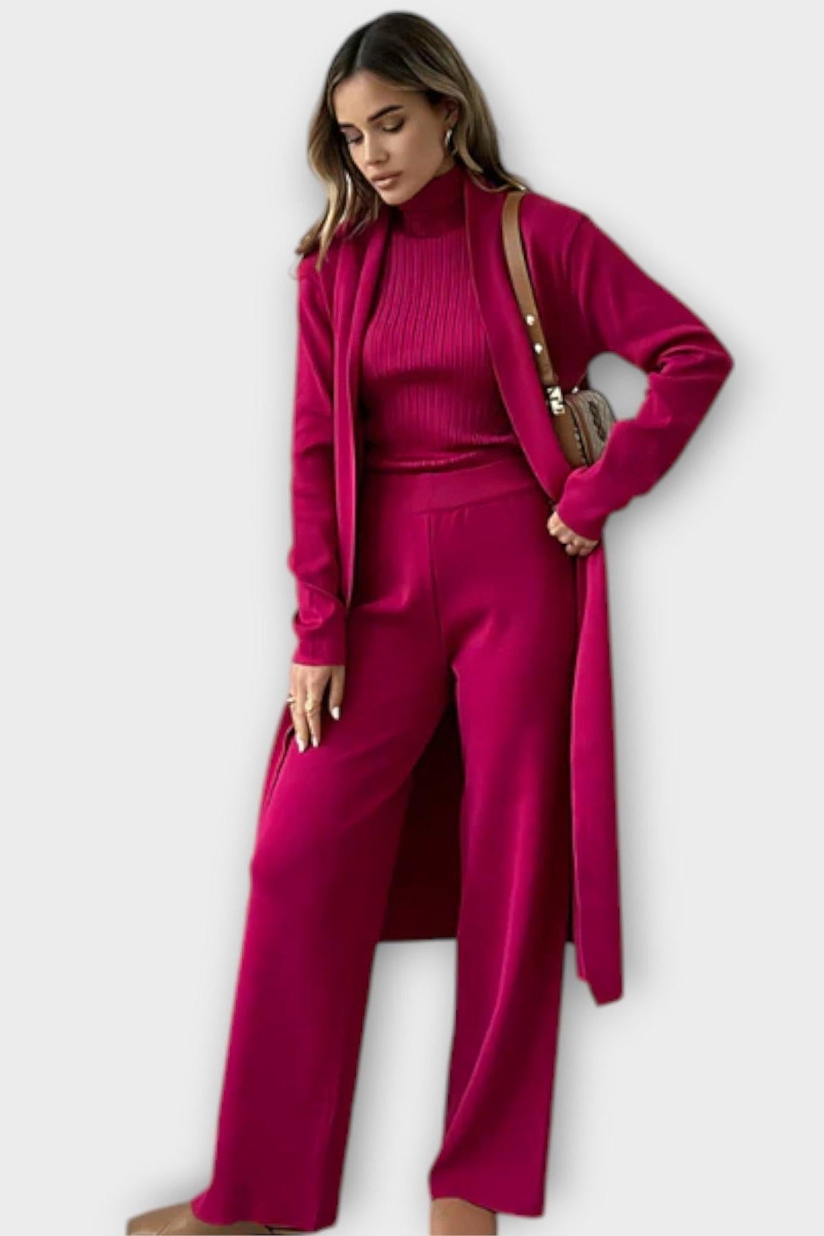 Steffi-Marie | Dreiteiliges Rippstrick-Set mit Hose