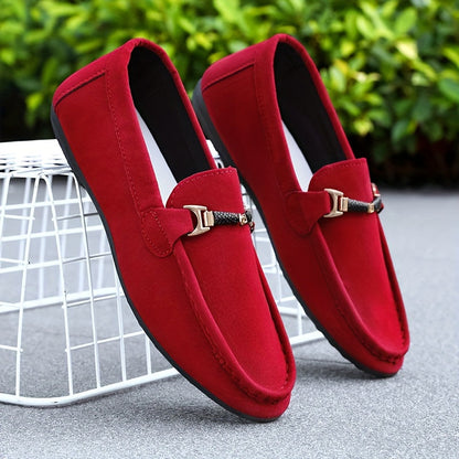 Martin | Rote Business-Loafer in Veloursoptik