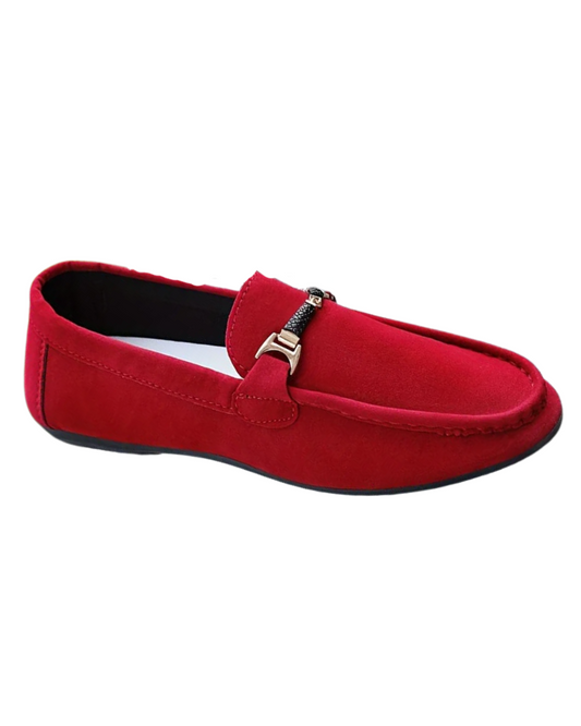 Martin | Rote Business-Loafer in Veloursoptik
