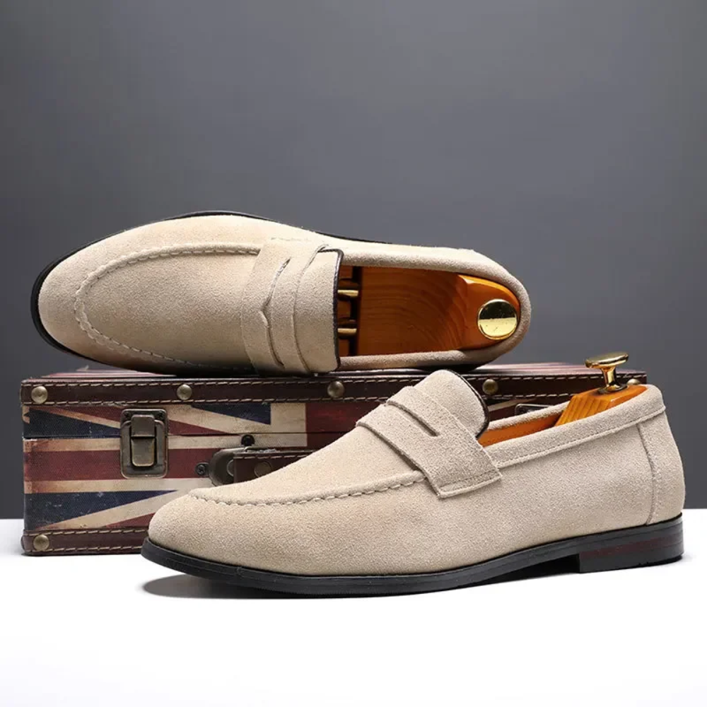 Benjamin | Grüne Sommer-Loafer in Veloursoptik