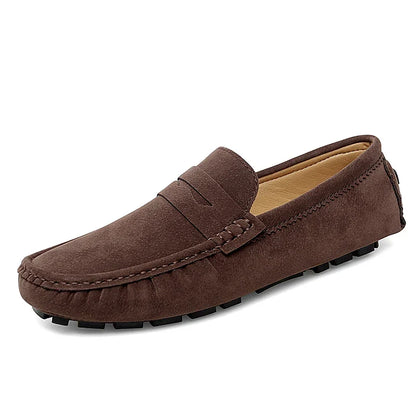 Anton-Josef | Dunkelblaue Bootsschuh-Loafer in Veloursoptik
