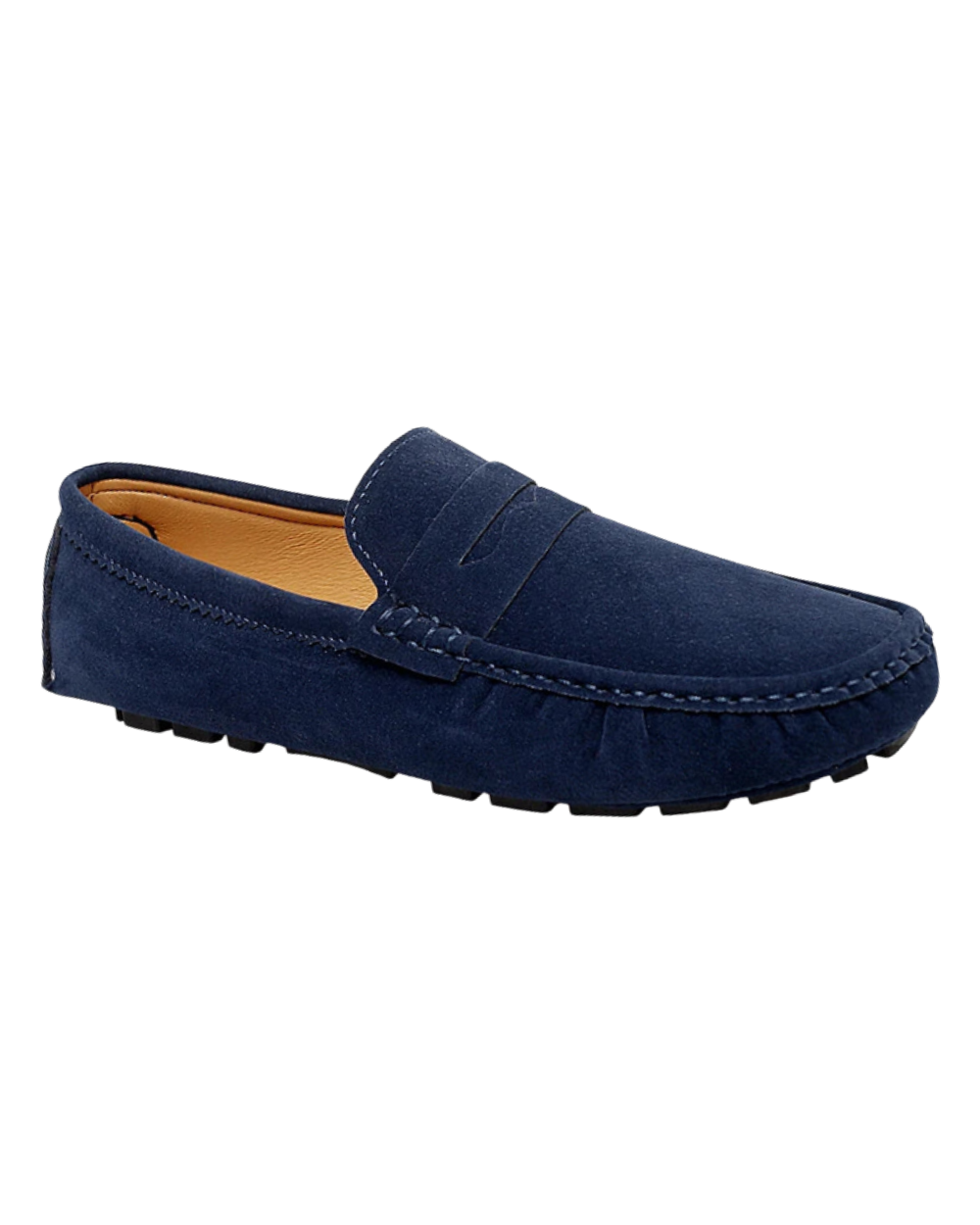 Anton-Josef | Dunkelblaue Bootsschuh-Loafer in Veloursoptik