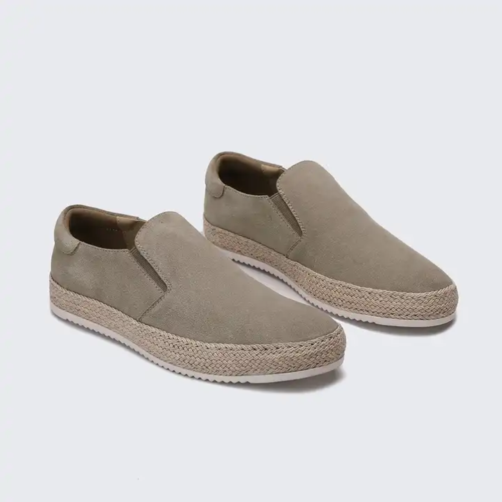Arne | Blaue Sommer-Loafer in Veloursoptik