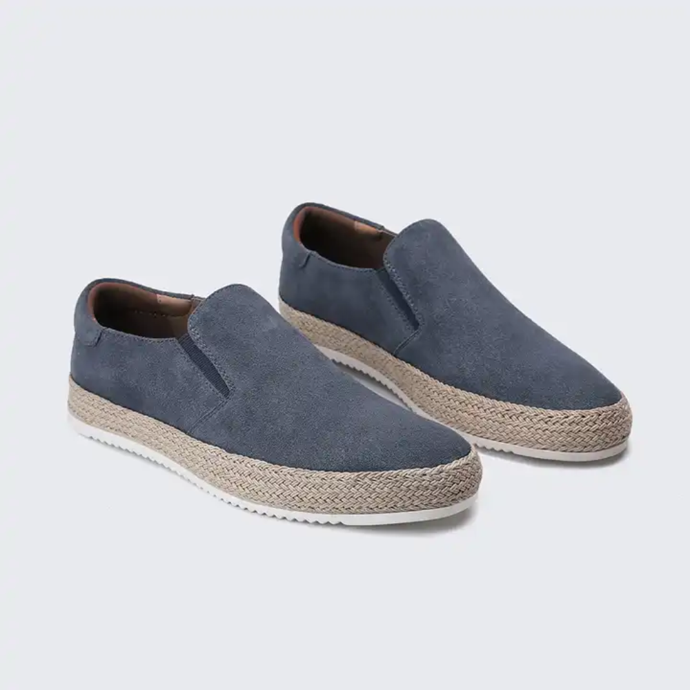 Arne | Blaue Sommer-Loafer in Veloursoptik