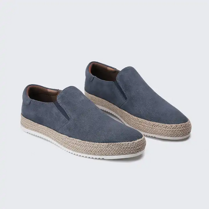 Arne | Blaue Sommer-Loafer in Veloursoptik