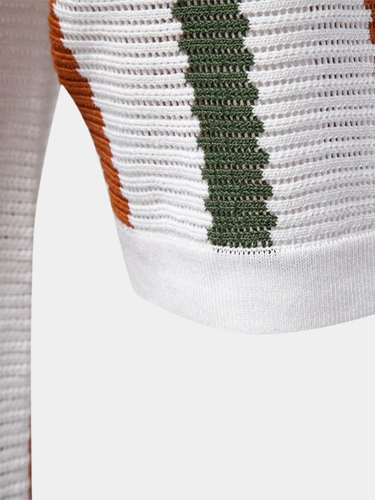 Karl-Heinz | Gestreiftes Strick-Poloshirt mit offenem Kragen