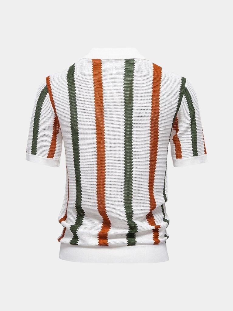 Karl-Heinz | Gestreiftes Strick-Poloshirt mit offenem Kragen