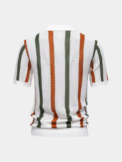 Karl-Heinz | Gestreiftes Strick-Poloshirt mit offenem Kragen