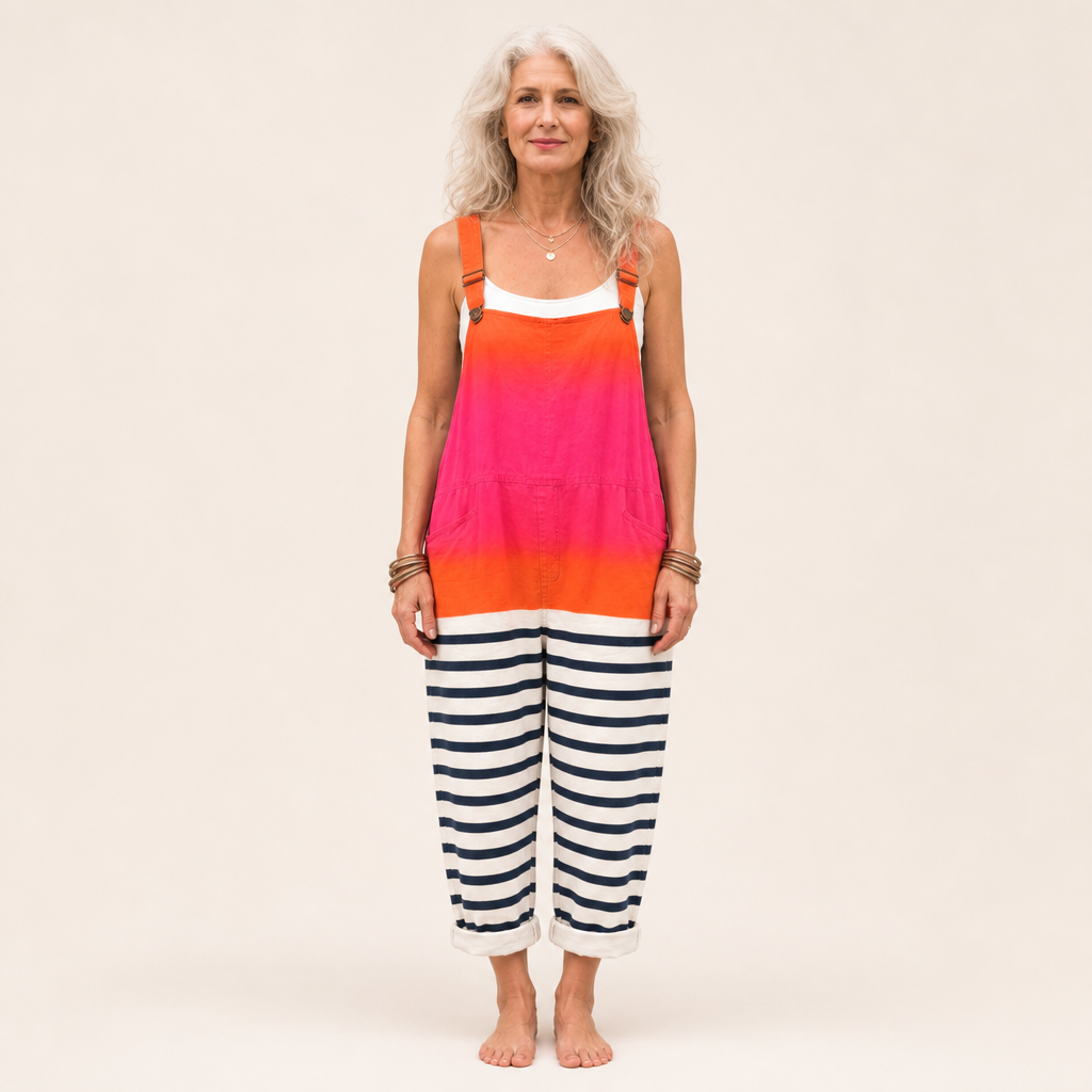 Simone | Latzhose mit Farbverlauf und Marinestreifen