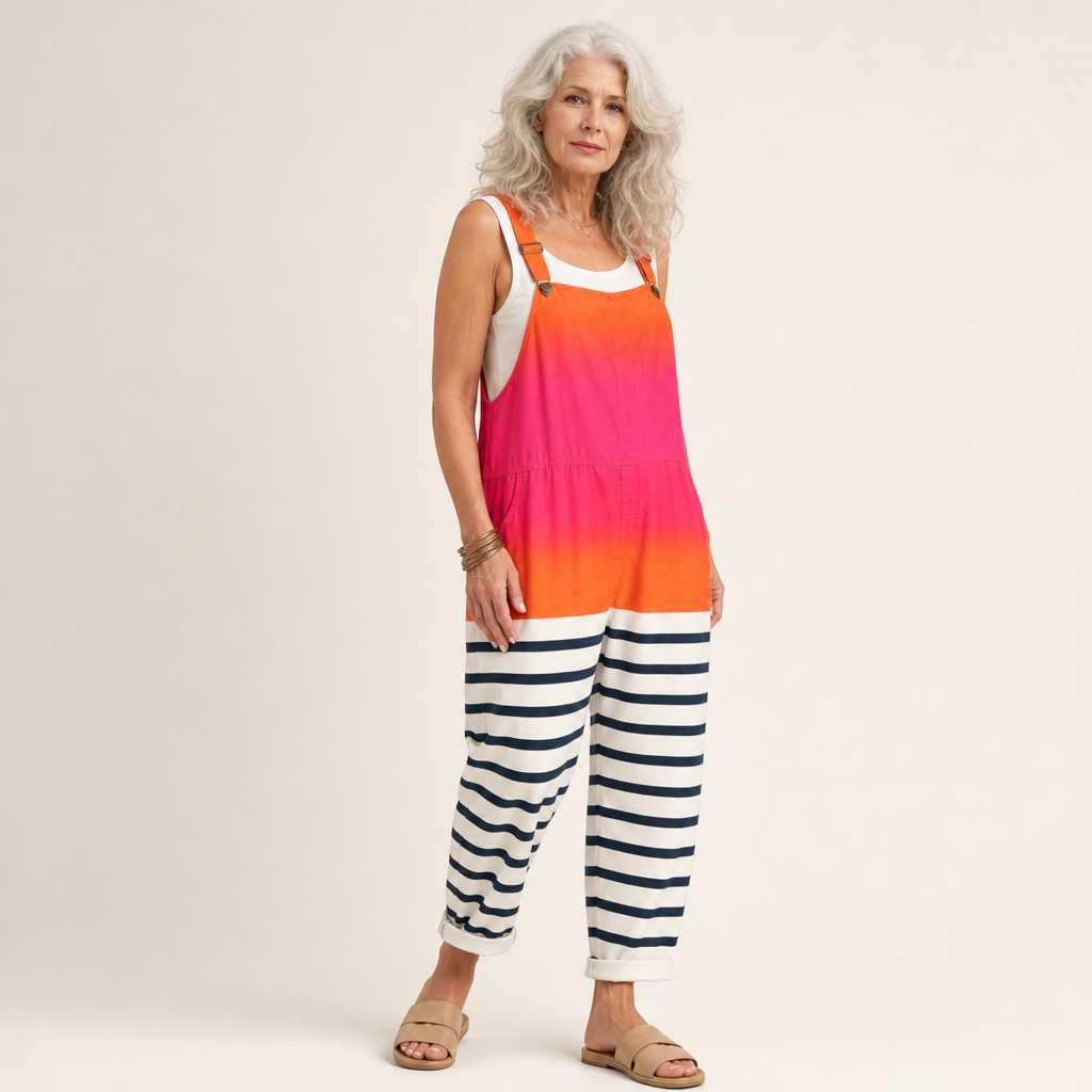 Simone | Latzhose mit Farbverlauf und Marinestreifen