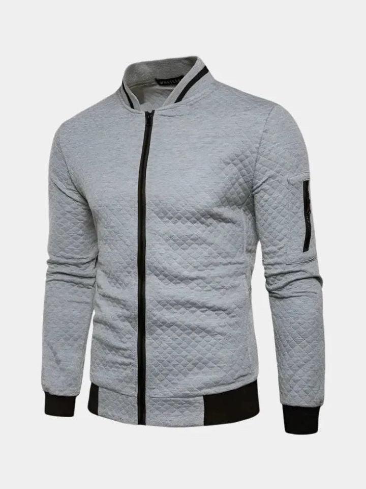 Theo | Dunkelblaue Struktur-Bomberjacke