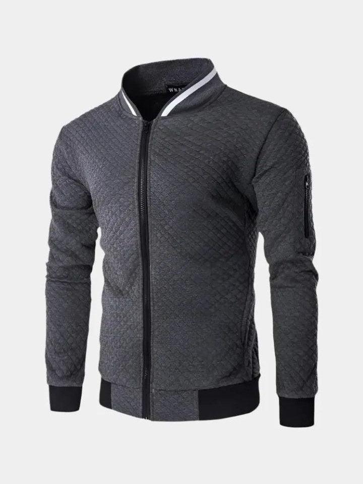Theo | Dunkelblaue Struktur-Bomberjacke