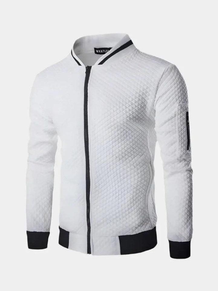 Theo | Dunkelblaue Struktur-Bomberjacke