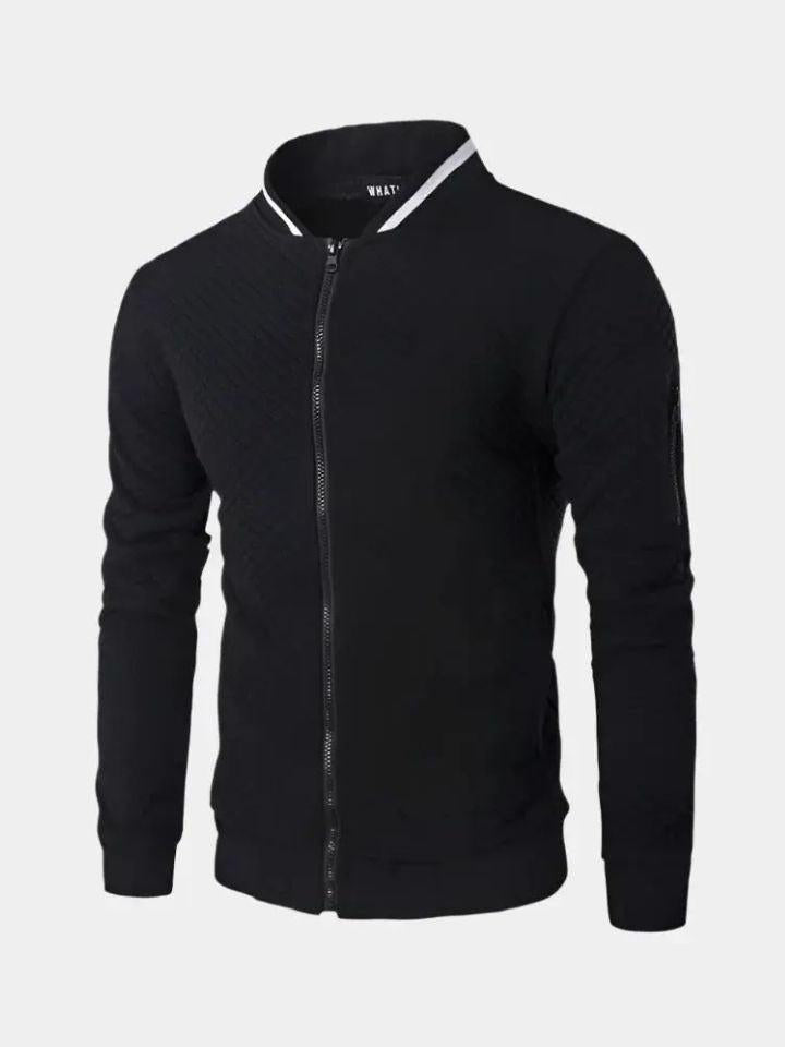 Theo | Dunkelblaue Struktur-Bomberjacke