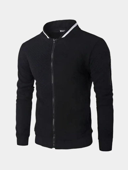 Theo | Dunkelblaue Struktur-Bomberjacke
