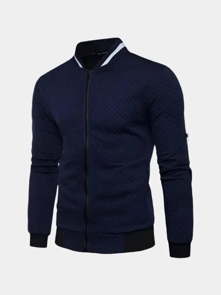 Theo | Dunkelblaue Struktur-Bomberjacke