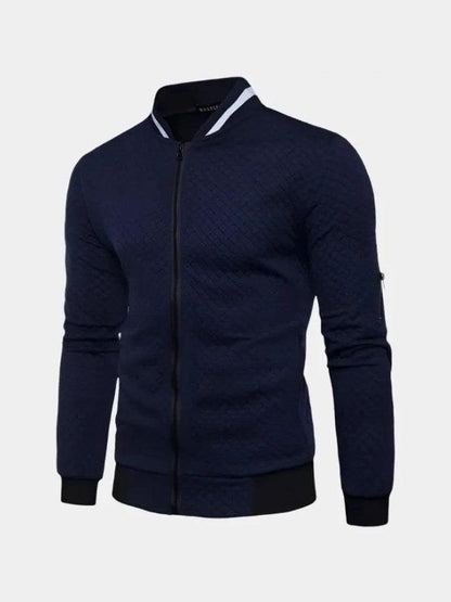 Theo | Dunkelblaue Struktur-Bomberjacke