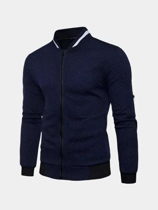 Theo | Dunkelblaue Struktur-Bomberjacke