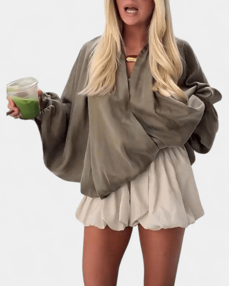 Tilda | Olivgrüne Jacke mit Drapierung