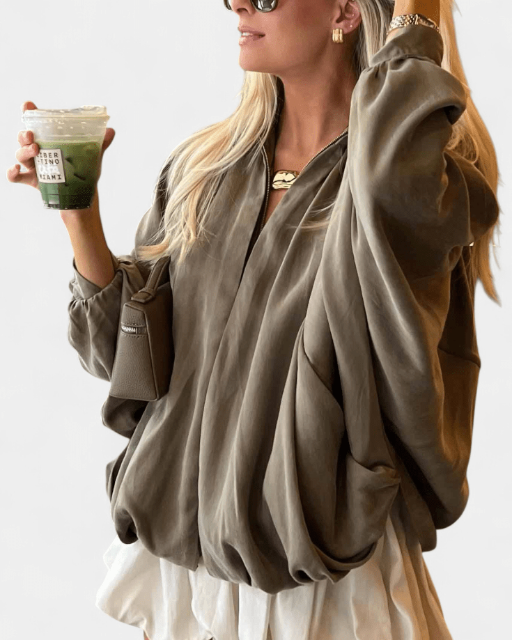 Tilda | Olivgrüne Jacke mit Drapierung
