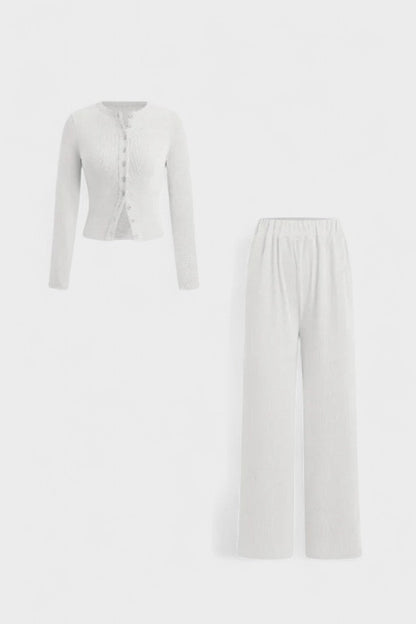 Tia | Strickjacke & weite Hose Set