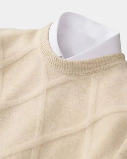 Hans-Dieter | Taupefarbener Rauten-Strickpullover