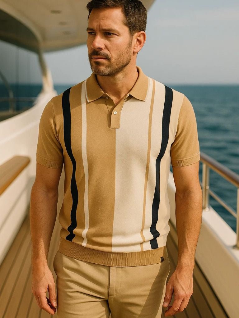 Hans-Dieter | Retro-Poloshirt mit Längsstreifen