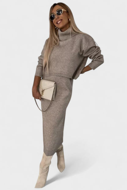 Tilly | Strickpullover mit Rollkragen & Maxirock Set