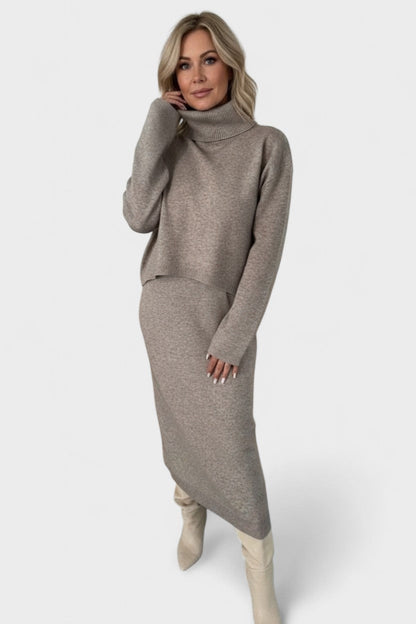 Tilly | Strickpullover mit Rollkragen & Maxirock Set