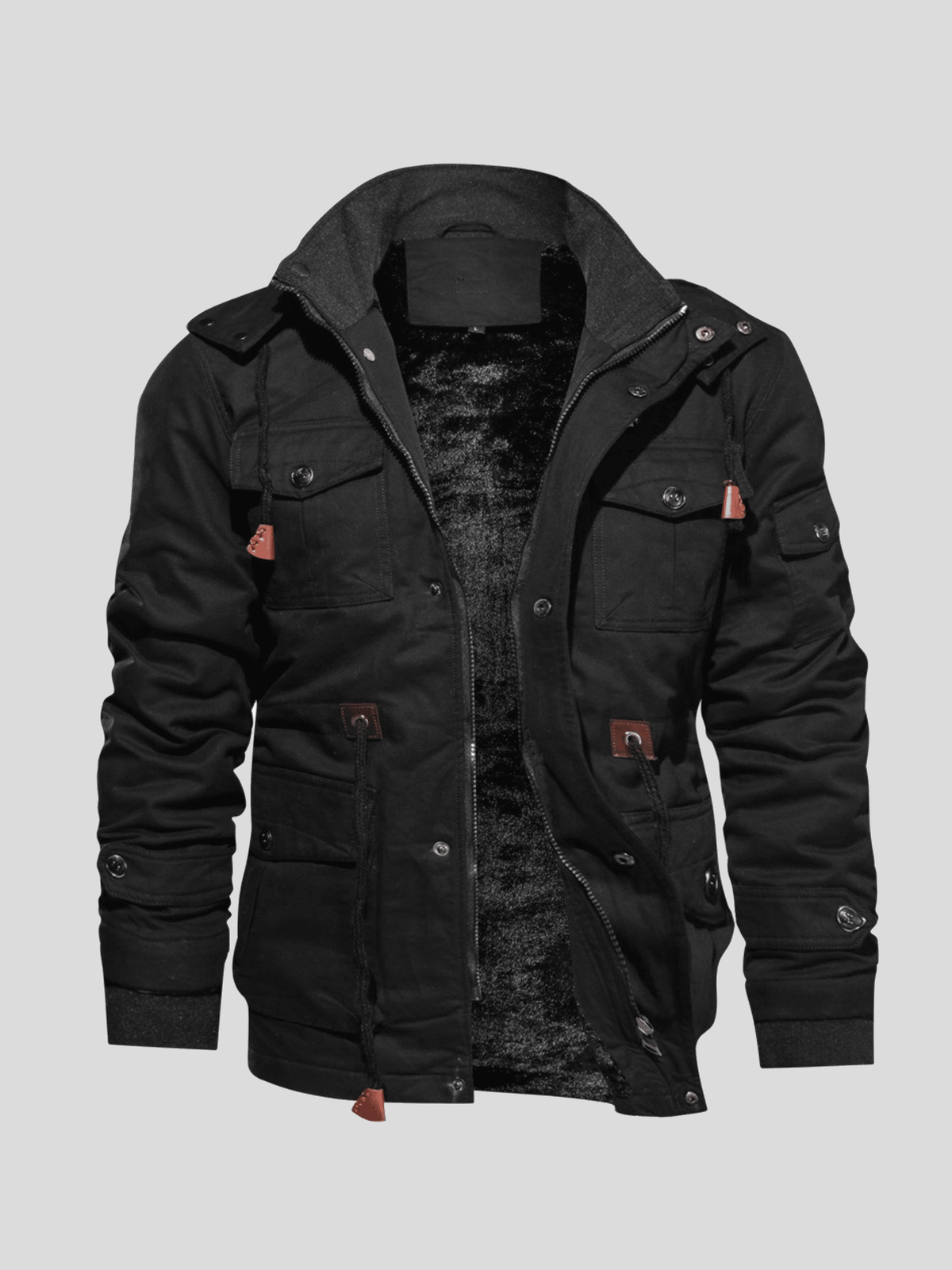 Hans-Werner | Schwarze Winterjacke mit Kapuze