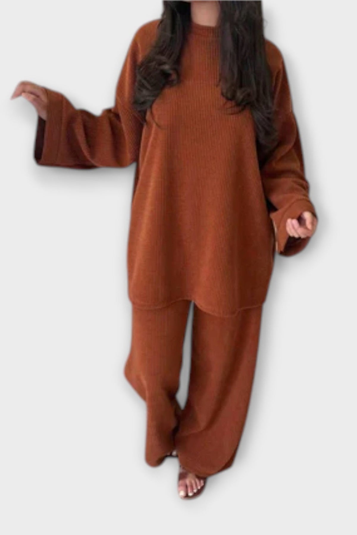 Trina | Oversize-Langarm-Oberteil & weite Hose Set