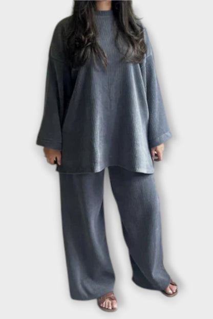 Trina | Oversize-Langarm-Oberteil & weite Hose Set