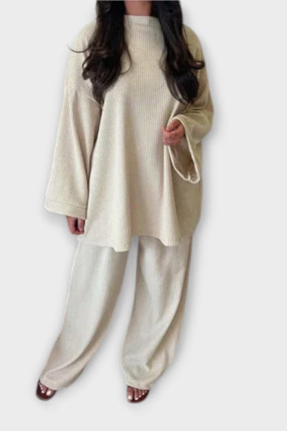 Trina | Oversize-Langarm-Oberteil & weite Hose Set