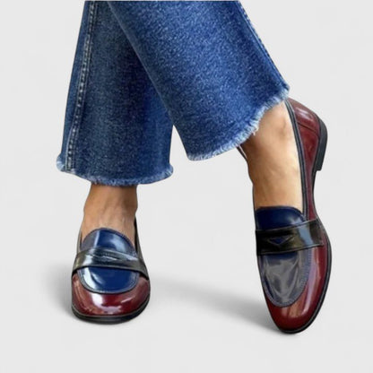 Theda | Loafer in Blau, Creme und Braun