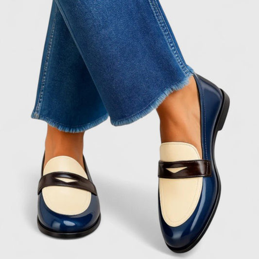Theda | Loafer in Blau, Creme und Braun