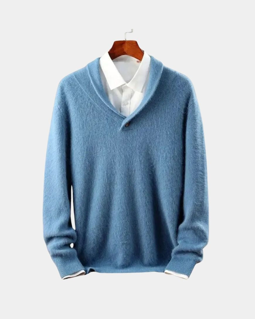 Franz-Josef | Grauer Pullover mit Schalkragen