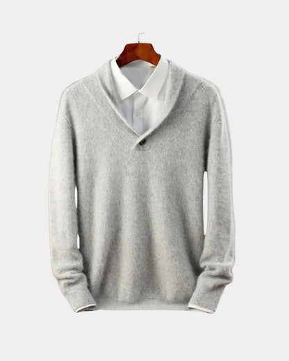 Franz-Josef | Grauer Pullover mit Schalkragen