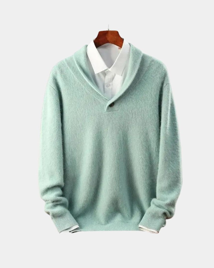 Franz-Josef | Grauer Pullover mit Schalkragen