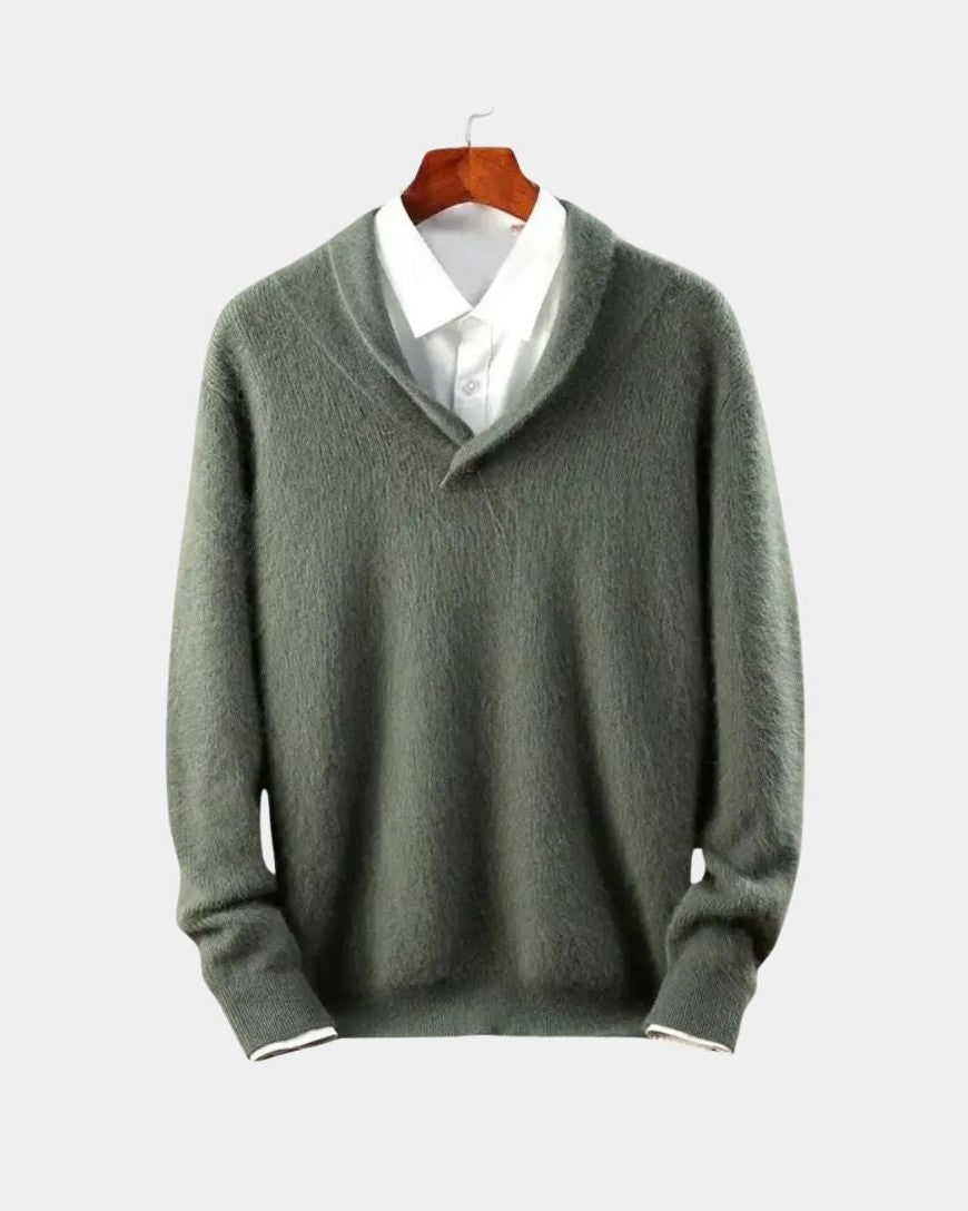 Franz-Josef | Grauer Pullover mit Schalkragen