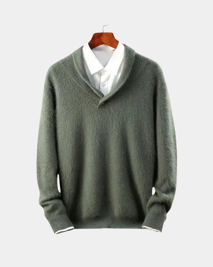 Franz-Josef | Grauer Pullover mit Schalkragen