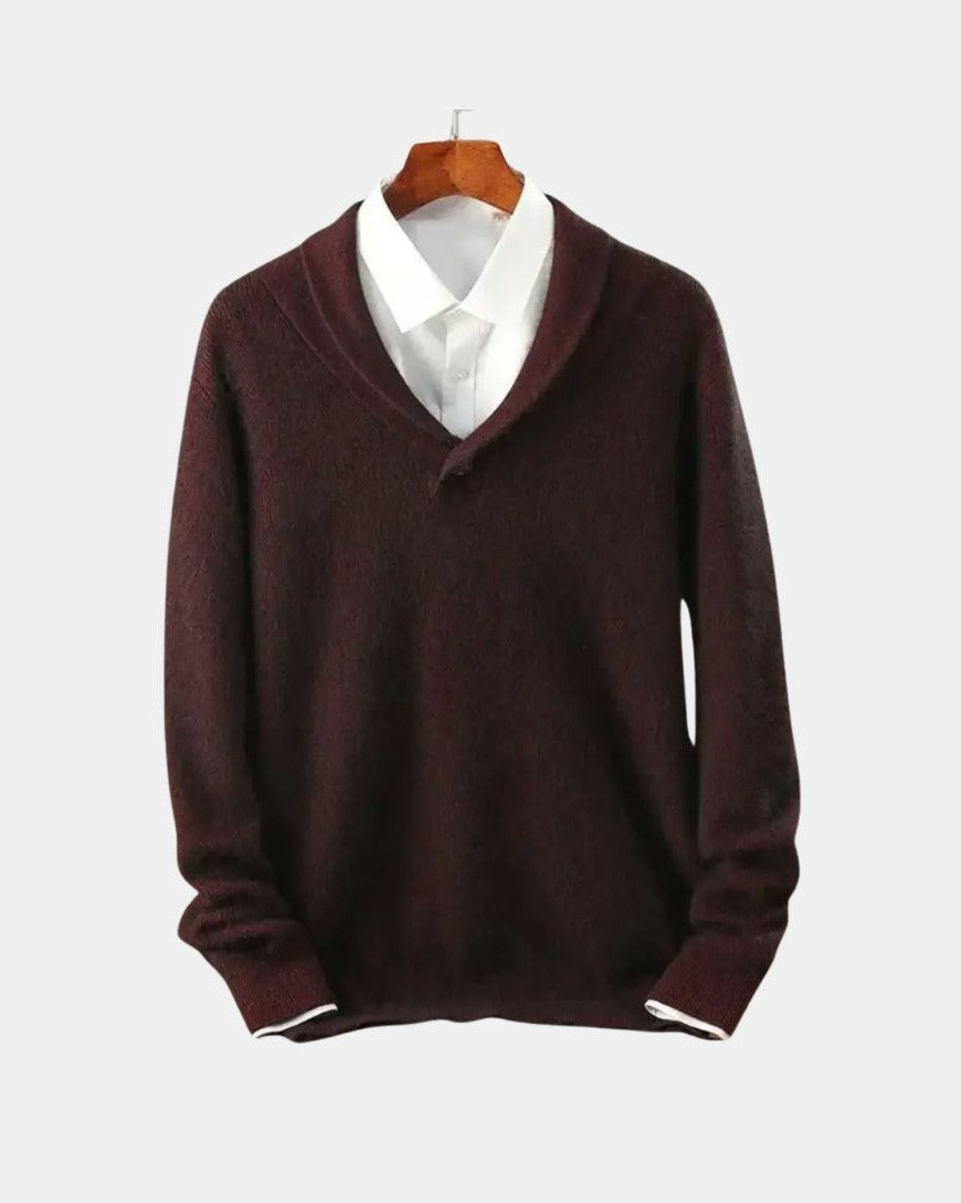 Franz-Josef | Grauer Pullover mit Schalkragen