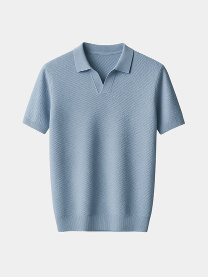 Viktor | Dunkelblaues Poloshirt mit offenem Kragen