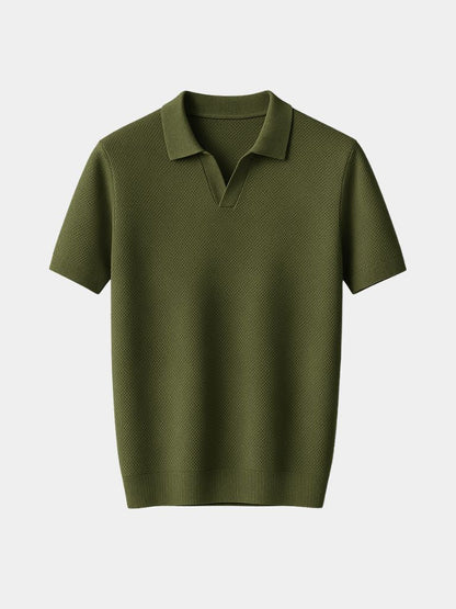 Viktor | Dunkelblaues Poloshirt mit offenem Kragen