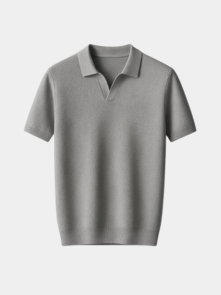 Viktor | Dunkelblaues Poloshirt mit offenem Kragen