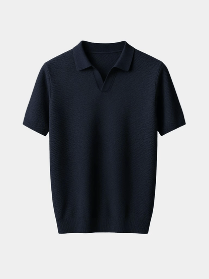 Viktor | Dunkelblaues Poloshirt mit offenem Kragen