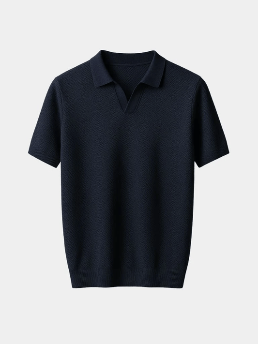 Viktor | Dunkelblaues Poloshirt mit offenem Kragen